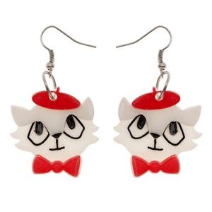 Erstwilder - Farrah The French Kitty 2014 Earrings RARE - Brand new In Box